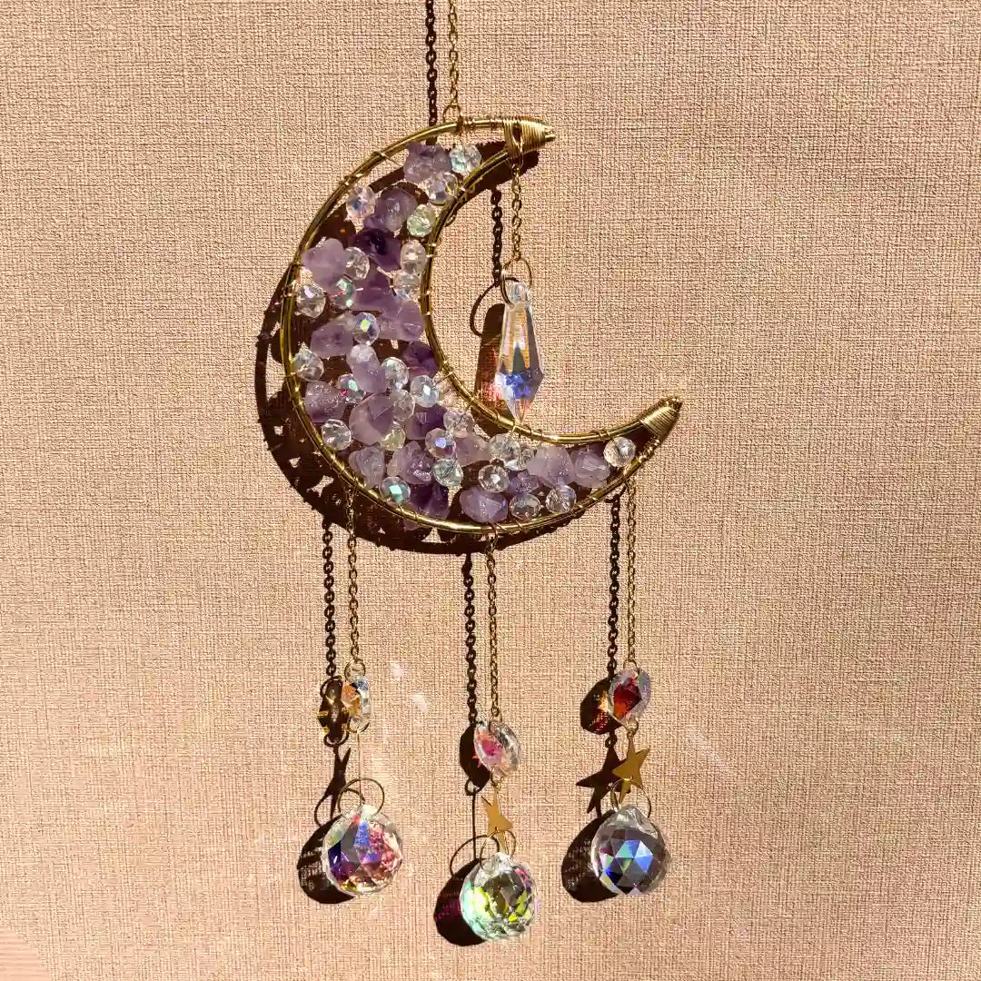 suncatcher van echte amethist edelstenen