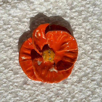 Klaproos handgemaakt keramiek oranje